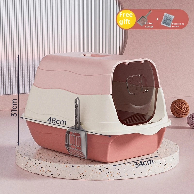 Large fully enclosed cat litter box, detachable, elevated cat toilet, anti-splash flip-top cat litter box