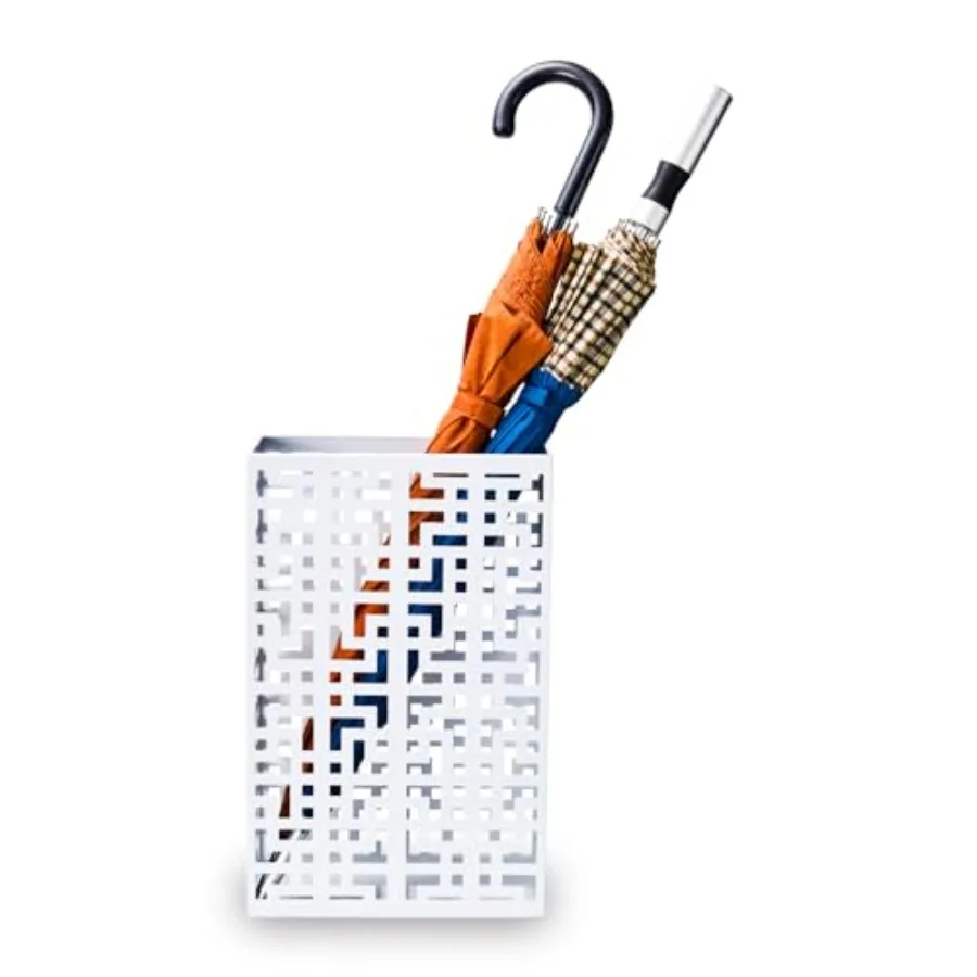 

Подставка для зонтов для прихожей, квадратная металлическая вешалка для зонтов, отдельно стоящая прямоугольная полая подставка для дома и офиса, 16 x 10 x 5