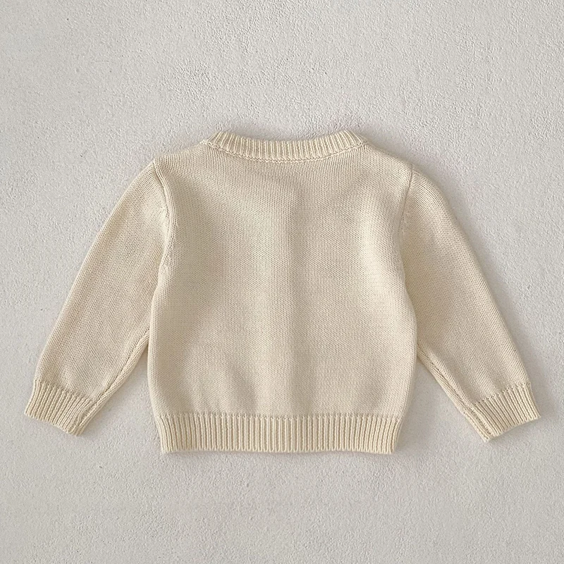 2024 New Autumn Children Clothes Infant Baby Girls Knitting Cardigan Long Sleeved Knitted Embroidery Newborn Baby Girls Sweater