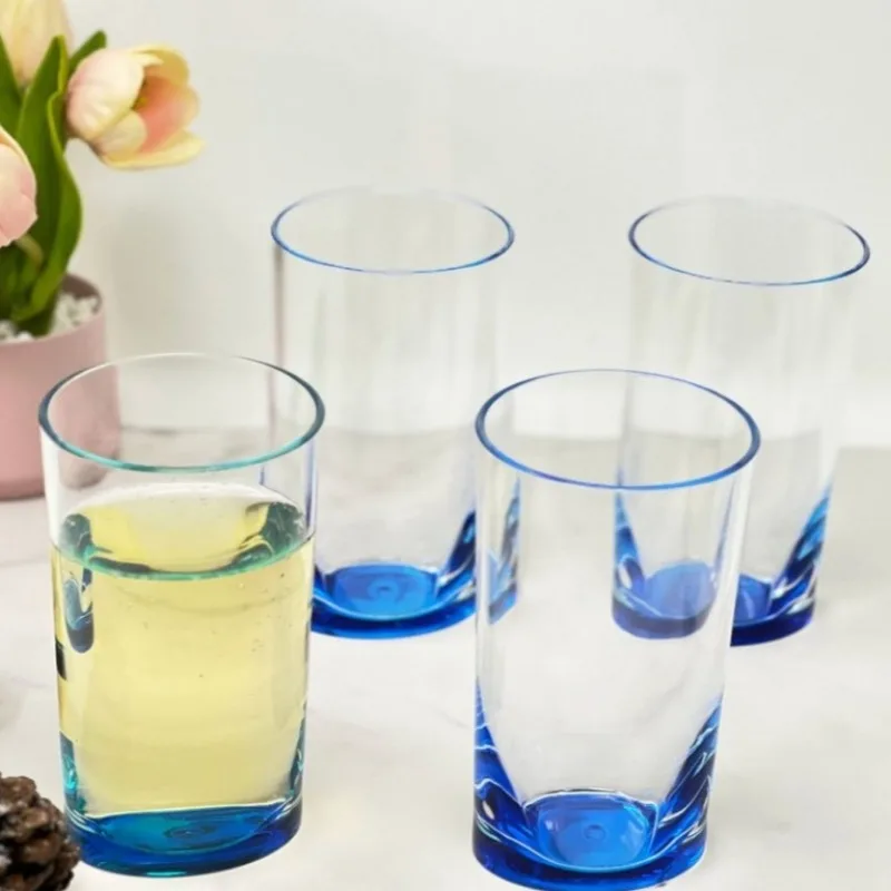 

Oval Halo Hi Ball Acrylic Glasses Set of 4 15oz Plastic Drinking Tumblers Cocktail Water Cups Home Party Bar Drinkware