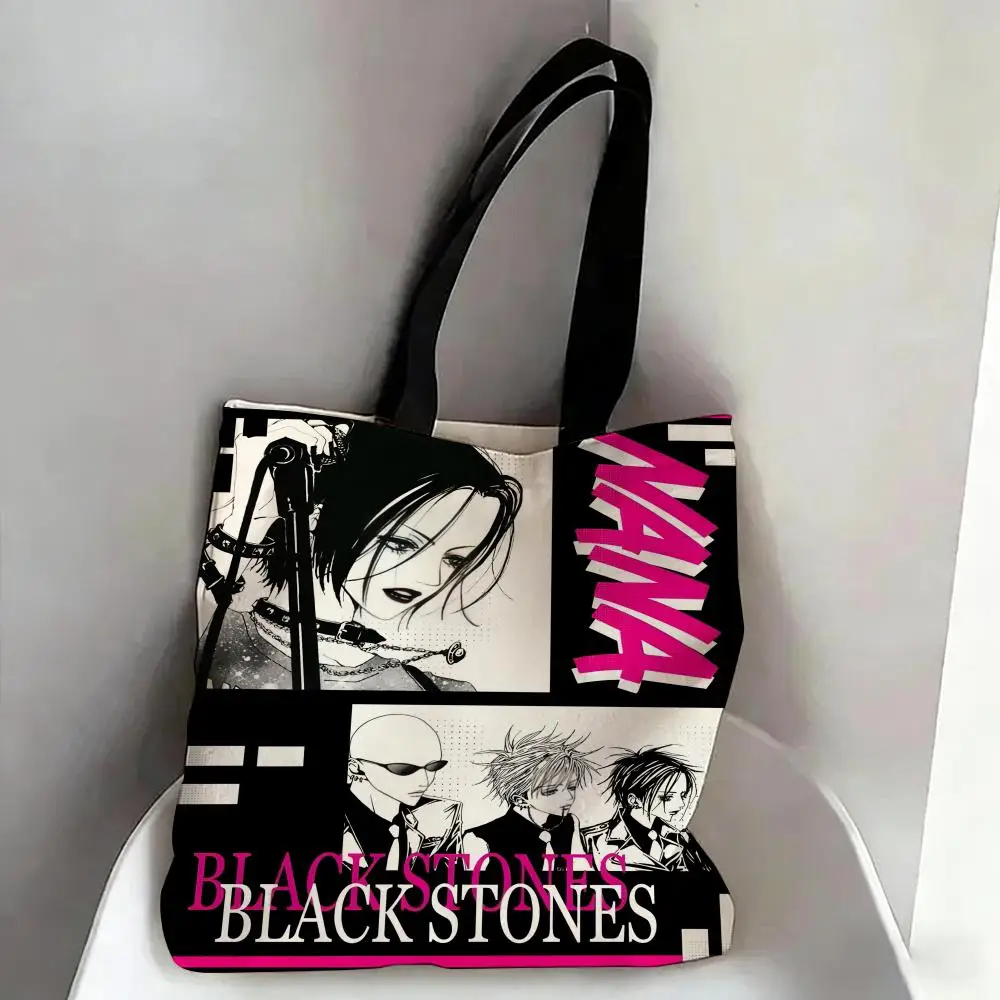 Anime Cool Girl NANA Storage Bags Canvas Double-Sided Print Fashion Shoulder Tote Shopping Bag Gift Eco Handbags
