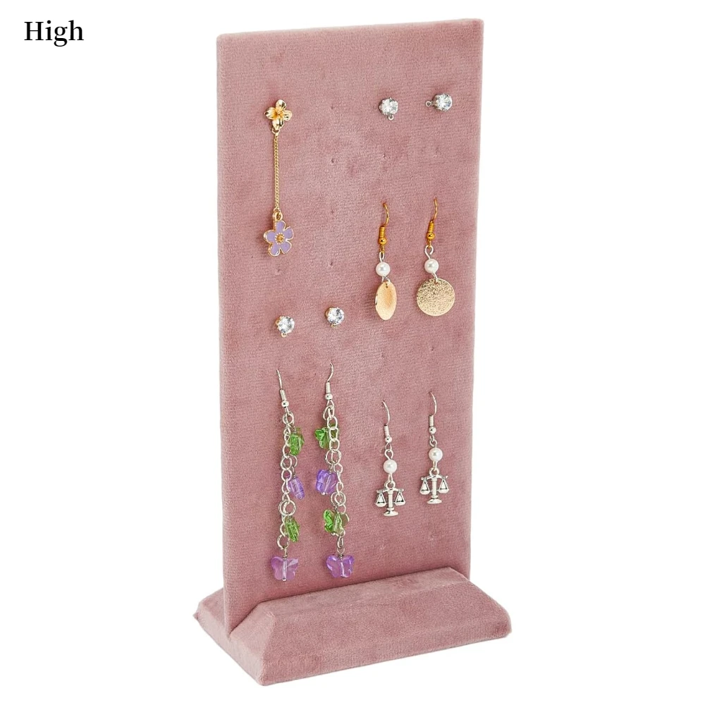 Pink Velvet Earring Display 40-Hole Earring Jewelry Display Stand Tray Organizer Holder with Base for Ear Studs Display