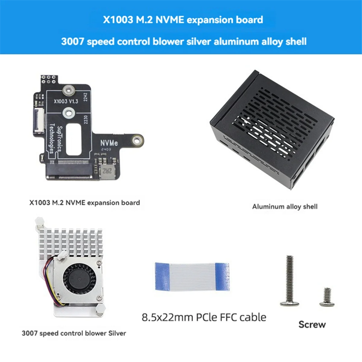 For 5 PCIe to M.2 NVMe HAT+Radiator+Case SSD MINI Adapter Board for 2242 2230 NVMe SSD Expansion Board