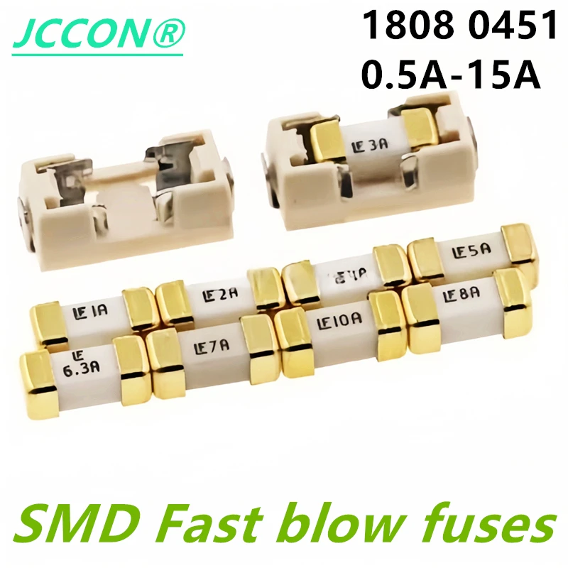 

1808 125V 0451 SMD Fast blow Fuse 0.5A 0.75A 1A 2A 3A 4A 5A 6.3A 8A 10A 12A 15A 500MA 0451 Ultra-rapid Fuse 0451010.MRL 10PCS