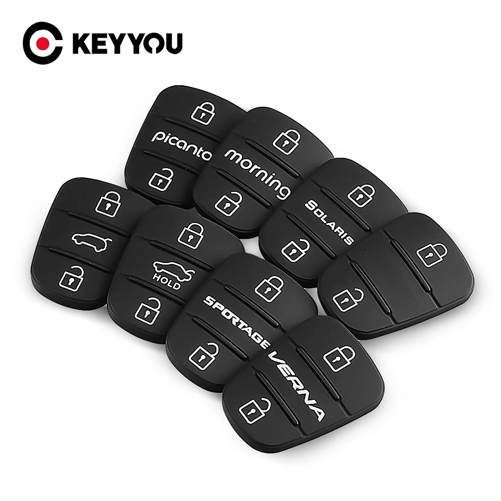 

KEYYOU Flip Car Key Shell Case 3 Button Rubber Pad For Hyundai Picanto Solaris Accent Tucson l10 l20 l30 Kia Rio Ceed
