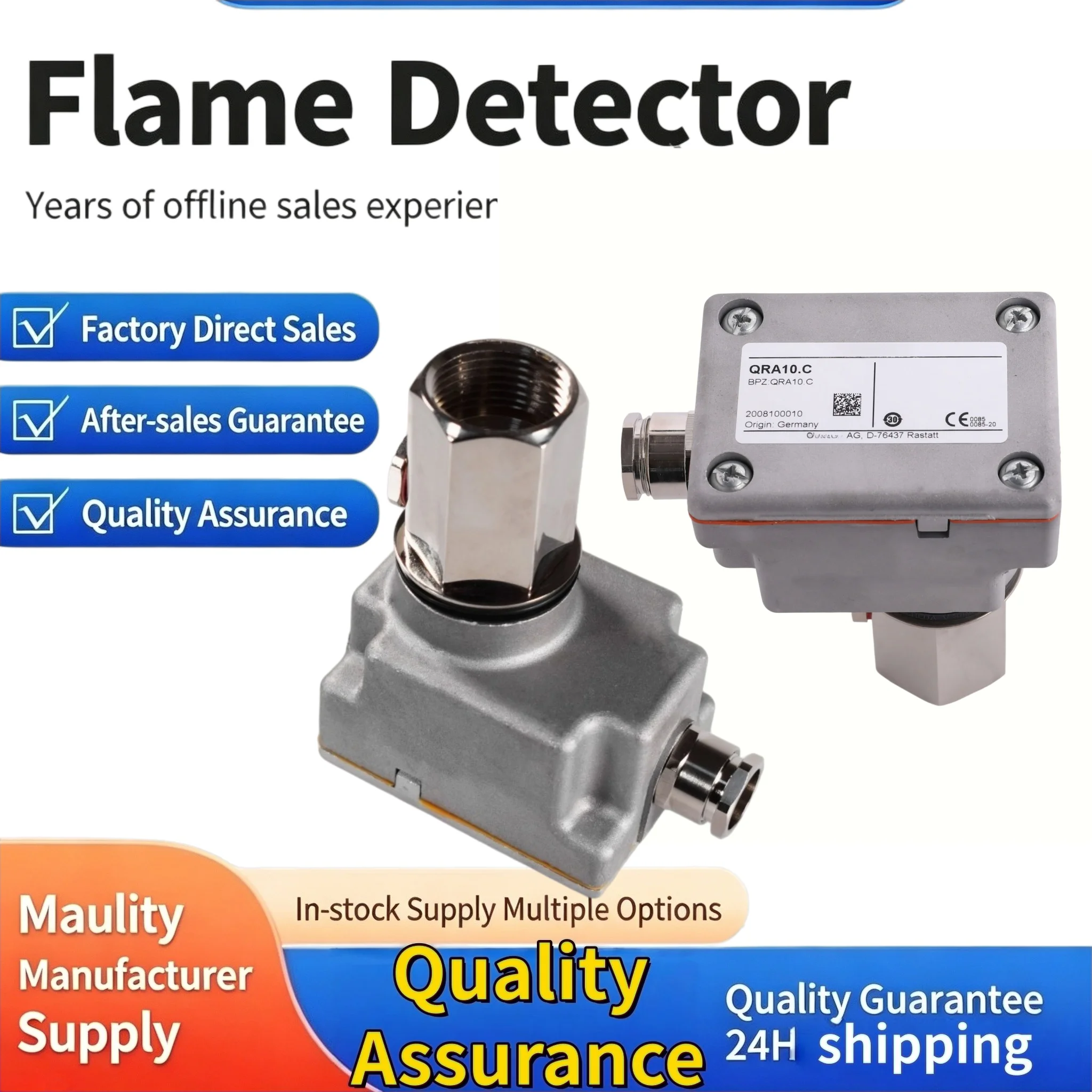 QRA10.C QRA10M.C High Sensitivity UV Flame Eyes Detector QRA10.KC Industrial Combustion Monitoring Parts, 24h Fast Shipping