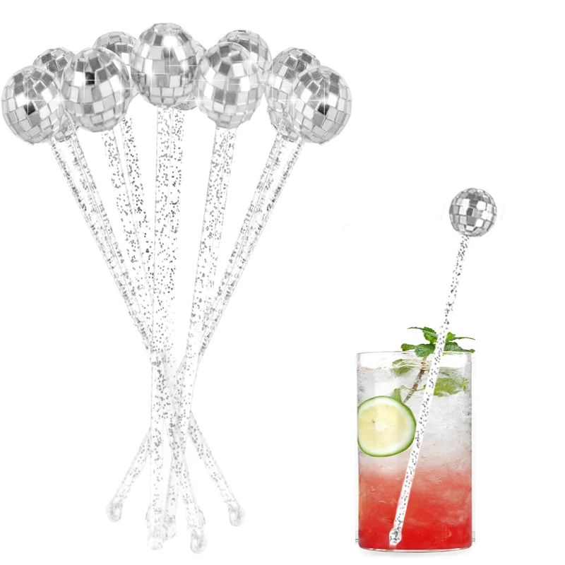 

6/12/18/36pcs Disco Ball Glitter Drink Stirrers Lolipop Sticks Disposible Cocktail Coffee Drink Stirrers Bachelore Party Decora