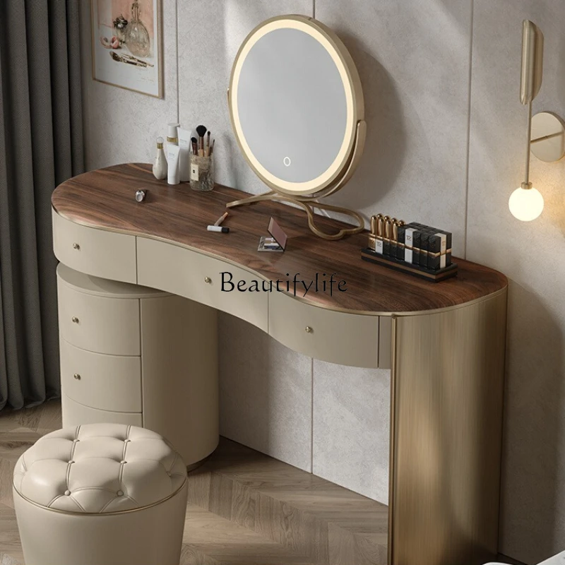 

Light luxury solid wood dresser master bedroom dresser modern simple black walnut makeup table