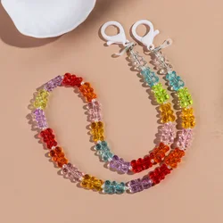 New Cute Jelly Bear Beaded Acrylic Sunglasses Chain Mask Strap for Women Sweet Neck Cord Glasses Lanyard Rope Accessories Gifts