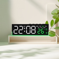 Digital Alarm Clock with Bottom Mood Light TEMP Week Date Dual Alarm 3 Levels Brightness Snooze DST Table Clock 12/24H LED Clock