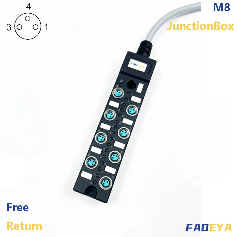M8 Junction Box, Splitter Box , Distribution Box , PNP,Sensor Box , with PVC Entry Cable