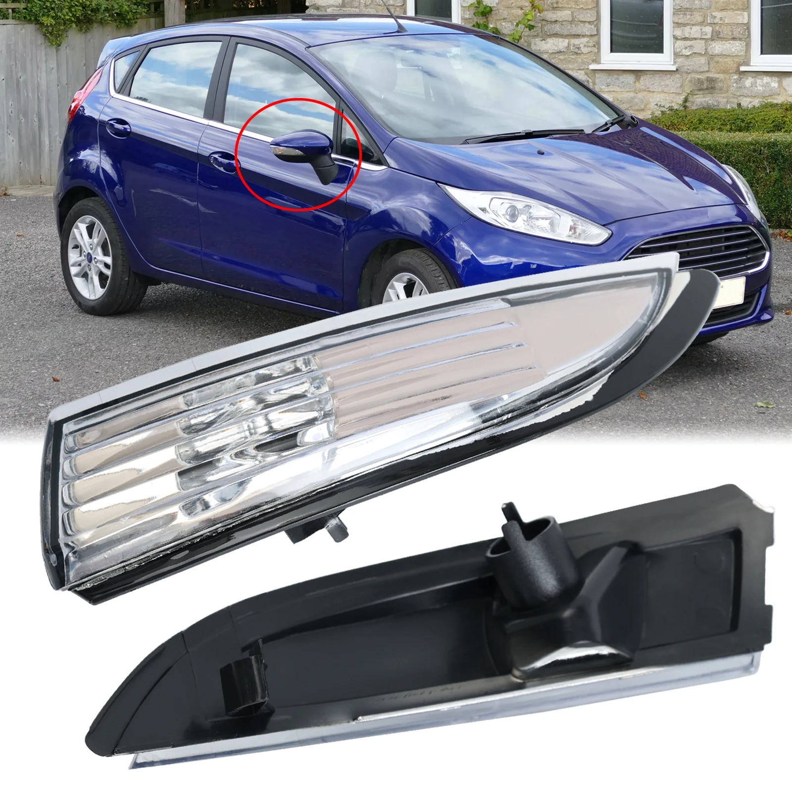 LED Rearview Side Reversing Mirror Turn Signal Steering Marker Cover Light Fit For Ford Fiesta 2008–2017 B-Max 2012–onwards