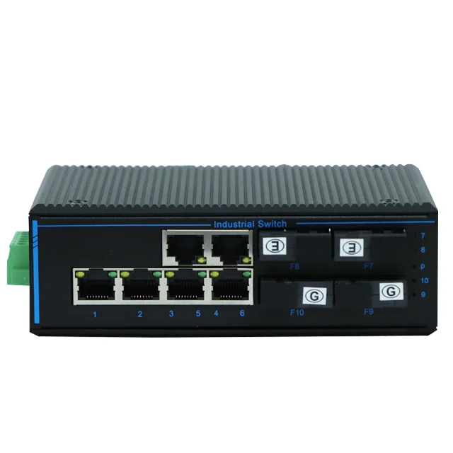 hit productHot Selling Industrial SFP to RJ45 Ethernet Media Converter 10/100/1000Mbps 6 Network Port 4 SFP DIN Rail POE  Fiber