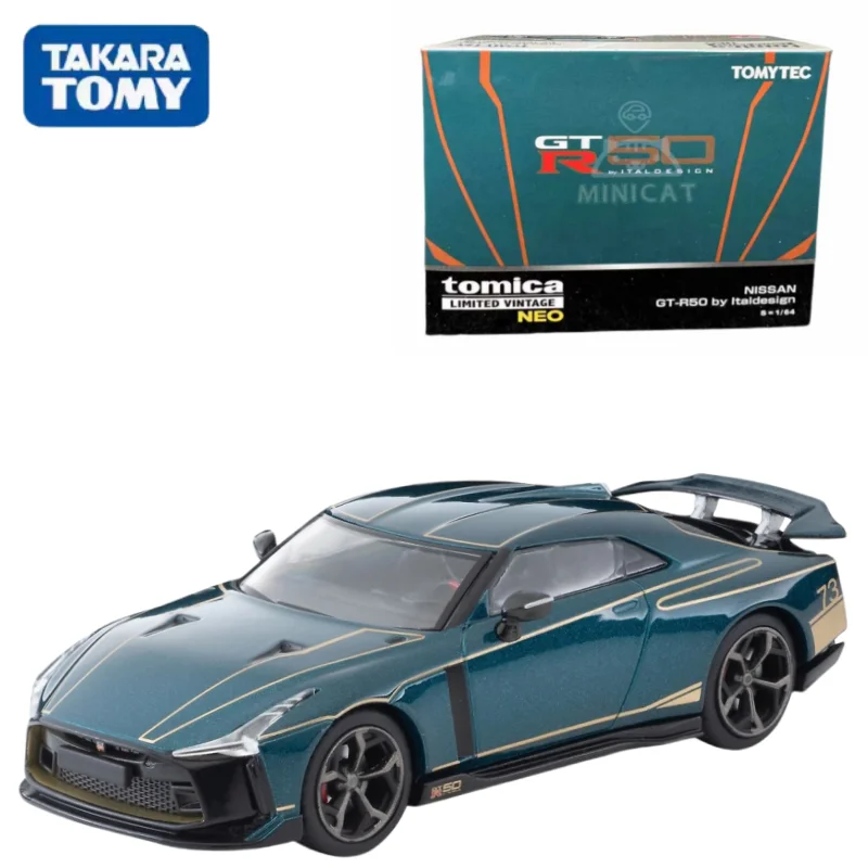 takara-tomy-tomica-1-64-tlv-lv-n-gt-r50-gtr-dense-green-alloy-compression-shaft-miniature-model-adult-decoration
