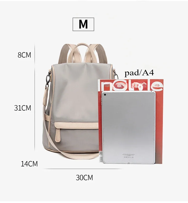 Mochila de nailon para mujer, bolsos de hombro a la moda, bolso de viaje impermeable de gran capacidad, mochila escolar