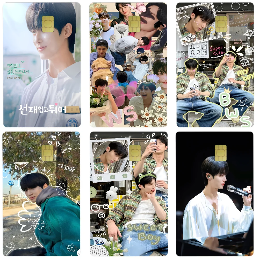 Koreanische Männliche Berühmtheit Byeon Wooseok Anime Cartoon Bär Haut Aufkleber Film Band Fall Große Kredit Debit Karte Vorderseite
