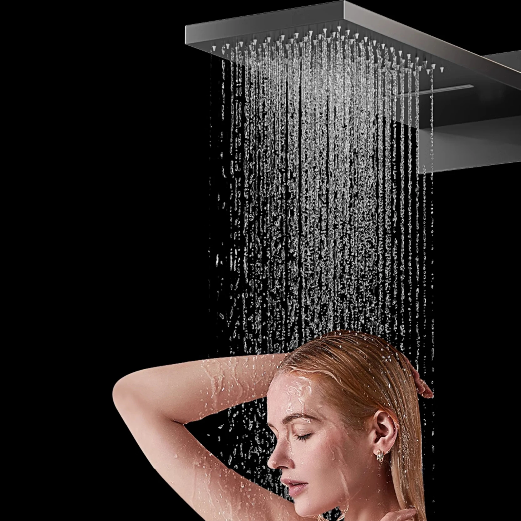 Luxury brass gun gray embedded shower system wall mounted constant temperature digital display Hot&Cold water bathroom Faucet