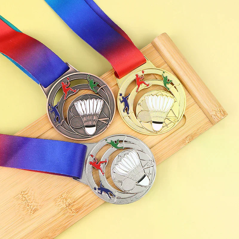 1Pc Metalen Badminton Award Medailles Met Neklint Goud Zilver Brons Prijzen Award Medaille Voor Kinderen Sport Competitie Games