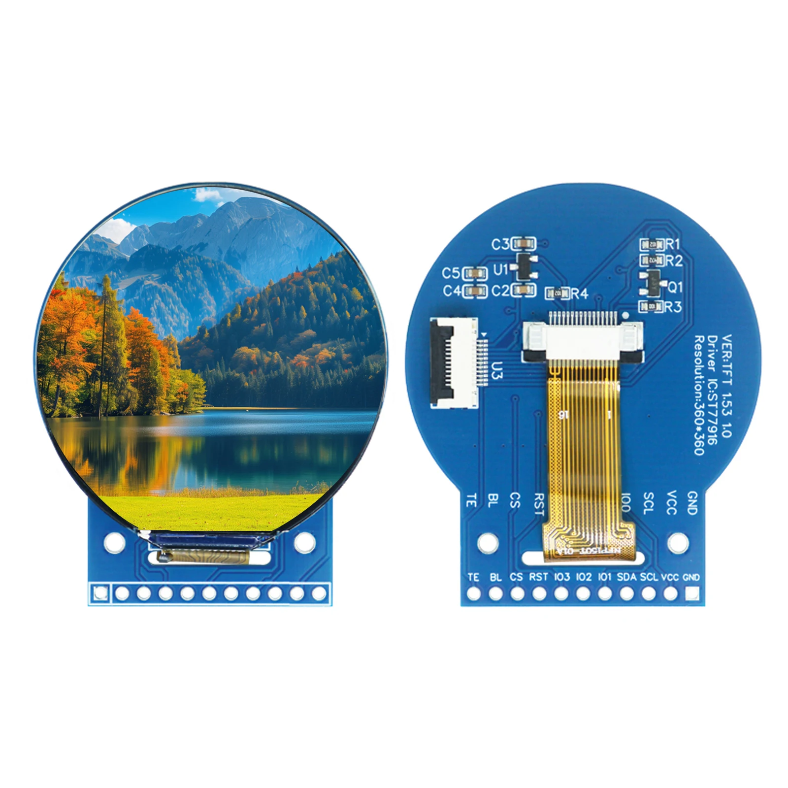 Image of 1,5 Zoll TFT LCD Display Farbe rundes Bildschirmmodul IPS 11Pin 360x360 ST77916 QSPI Schnittstelle 3V-5V breiter Betrachtungswinkel