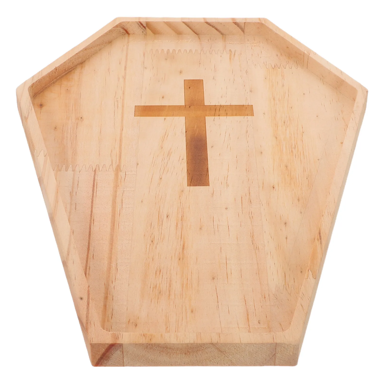 

Halloween Wooden Coffin Tray Cross Shaped for Fruits Snacks Charcuterie Board Rustic Home Decor Eye-Catching Coffin Tray