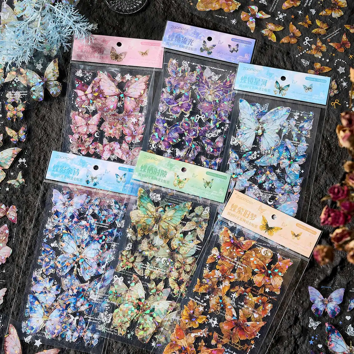 Набор наклеек с бабочкой для домашних животных, бабочка Ember Time Series, горячее тиснение, водонепроницаемый светильник в виде ракушки, справочник, материал «сделай сам», декоративная наклейка