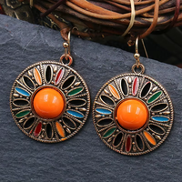 2PC Women's Fashion Bohemian Style Colorful Disc Earrings Jewelry Accessories Suitable for Date, Party, Festival Gifts-4535