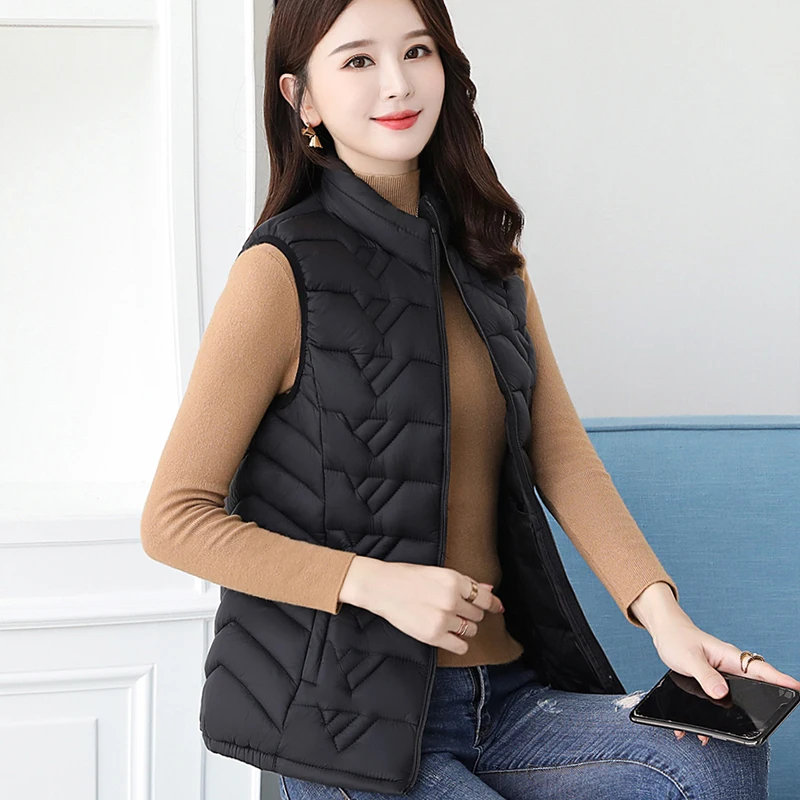 2022 New Autumn Winter Waistcoat Down Cotton Vest Women Fashion Loose Thin Mother Casual Waistcoat Spring Vest Jacket 5XL Female