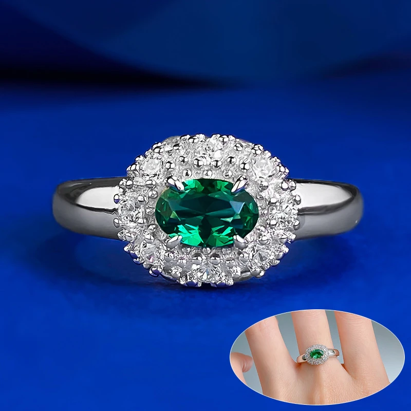 

Apaison Sparkling Emerald Rings For Women 100% 925 Sterling Silver Fine Jewelry High Carbon Diamond Ring Bridal Gifts Wholesale