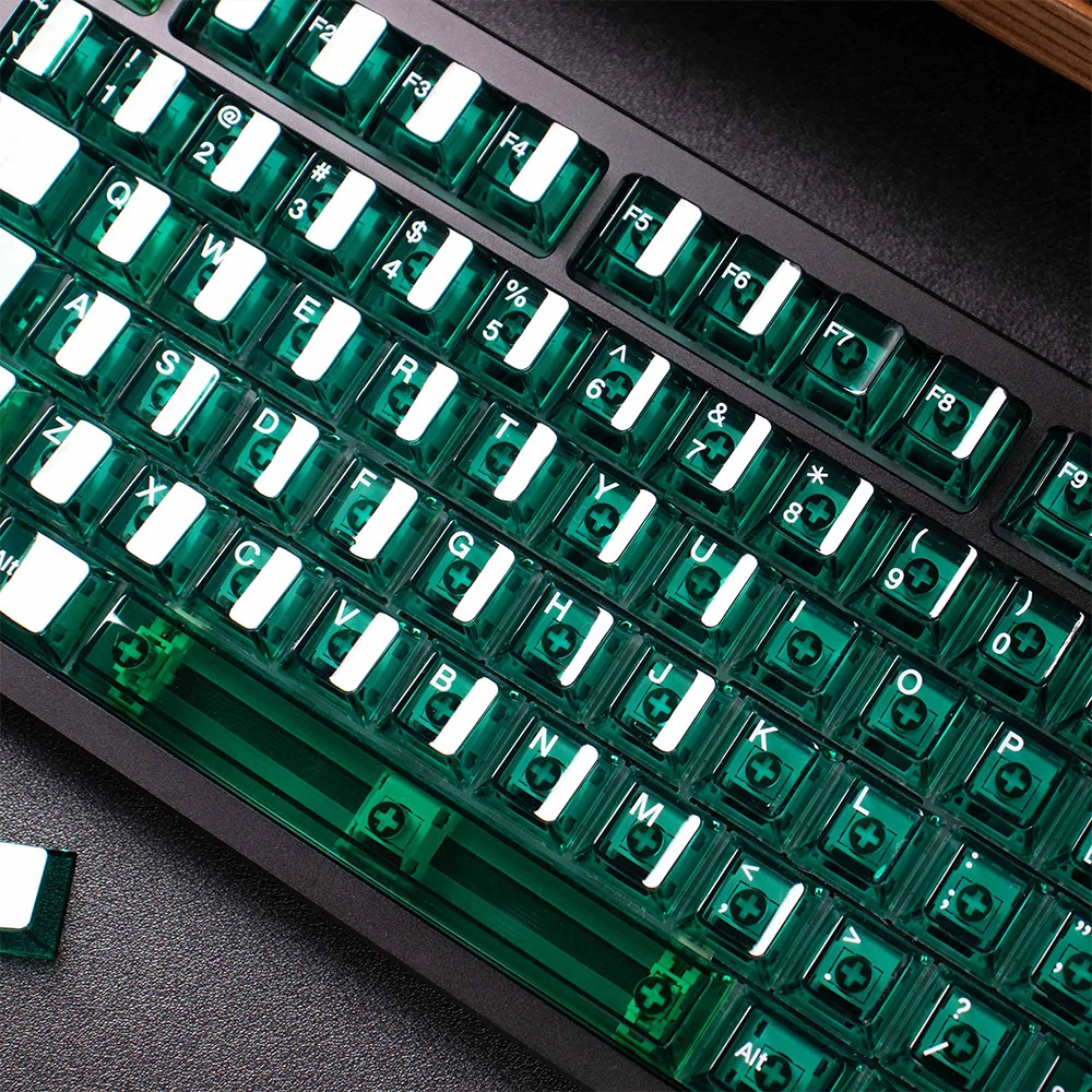 Imagem -04 - Verde Esmeralda Cristal Claro Keycaps Fonte Branca Cereja Perfil pc Keycap Teclado Personalizado para Cereja mx Teclado Mecânico