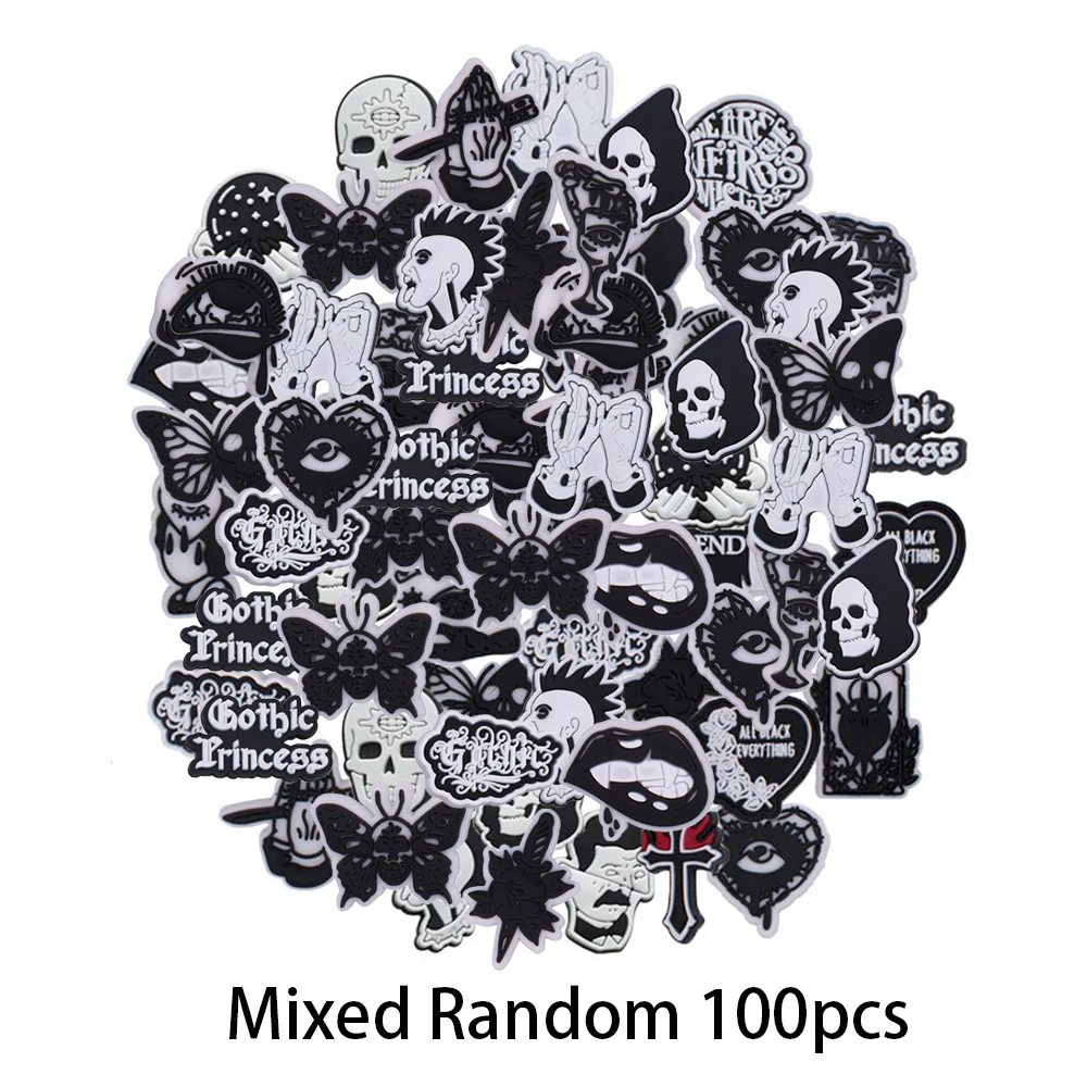 23-200pcs Gothic Halloween Shoes Charms Cartoon Shoe Buckles DIY Decorations for Sandals & Beach Bags Fashion PVC Accessories