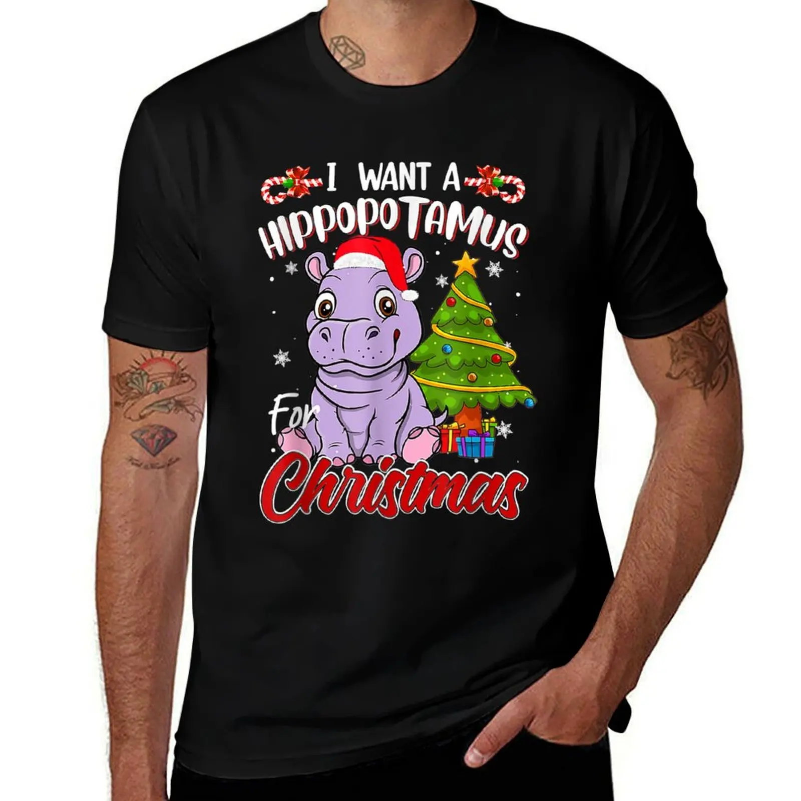

I Want A Hippopotamus For Christmas Funny Hippo Pajamas Xmas T-Shirt tops summer shirt custom t-shirts t shirts for men