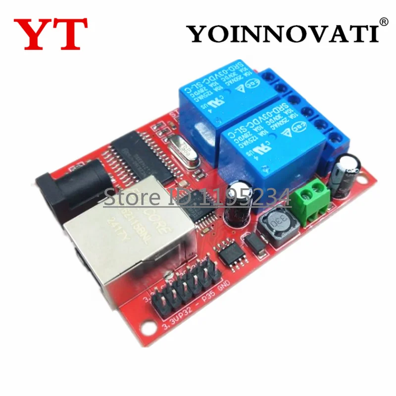 2 Channel Ethernet Relay Module DC 5-12V Network IP Web Relay Controller Switch TCP UDP Module Controller for Mobile APP DIY