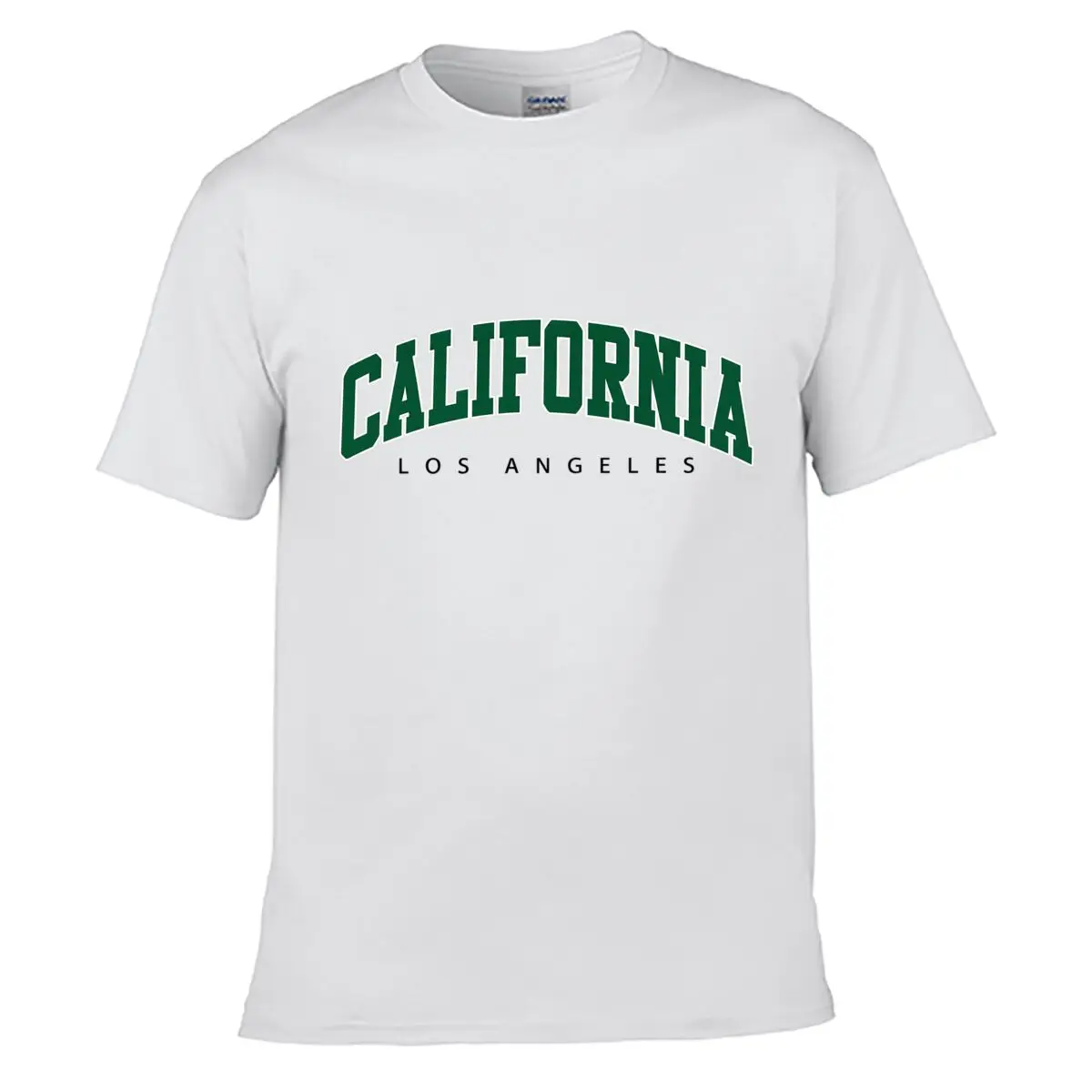 California Los Angeles Green Collegiate Varsity Letter Graphic Street Distressed Washed Loose Simple Tee