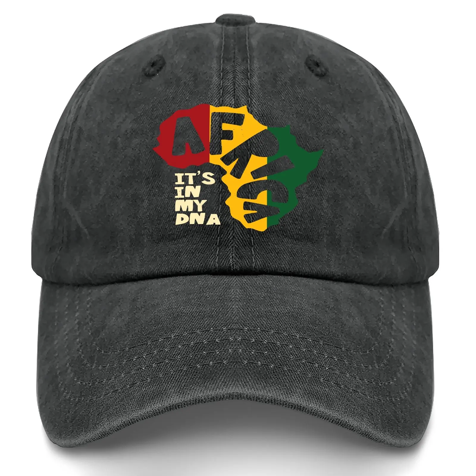 Chapeau délavé rétro au design d'adn africain – Avec des motifs continents africains, un chapeau décontracté neutre rétro doux avec la fierté culturelle
