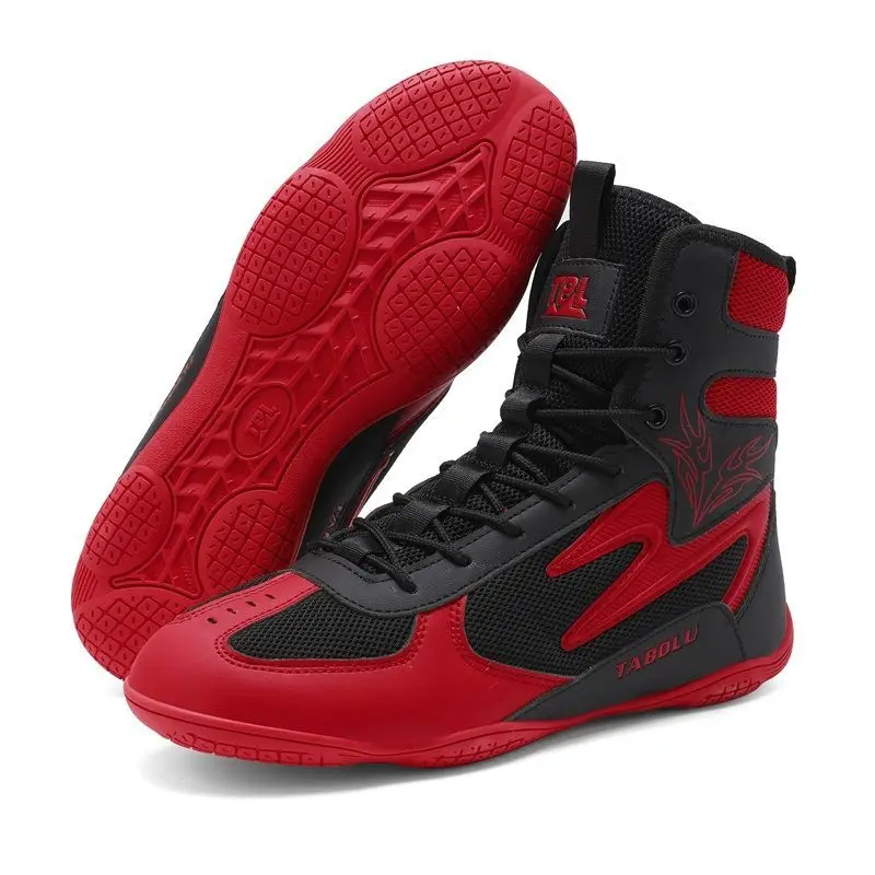 Original Brand Wrestling Shoe High Top Boxing Shoes Anti-Slippery Fighting Shoes Mesh Breathable Gym Training Shoes For Men