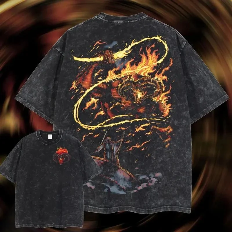 Lord of The Rings Sauron Vintage Graphic Tee Dark Fantasy Streetwear Men Women Cotton T-shirt Y2K Tolkien Fan Gift Streetwear view 4