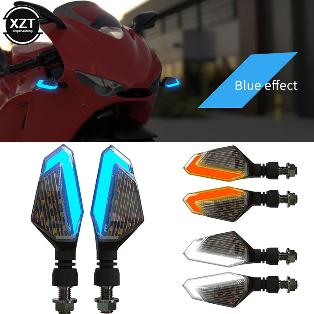 2PCS General Motorcycle Turn Signal Light 12V LED Two-color Daytime Running Light V-shaped Indicator Light for Heiqi 236