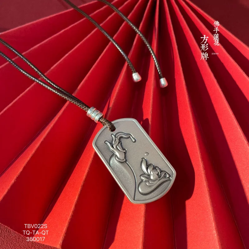 

999.9 Zen Buddha Hand Worry-Set New Style Solid Silver Pendant Necklace