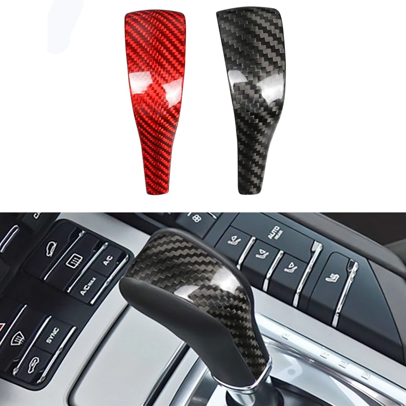 

Carbon Fiber Car Gear Shift Knob Head Cover Trim Shell Case For Porsche Cayenne 958 2011-2017