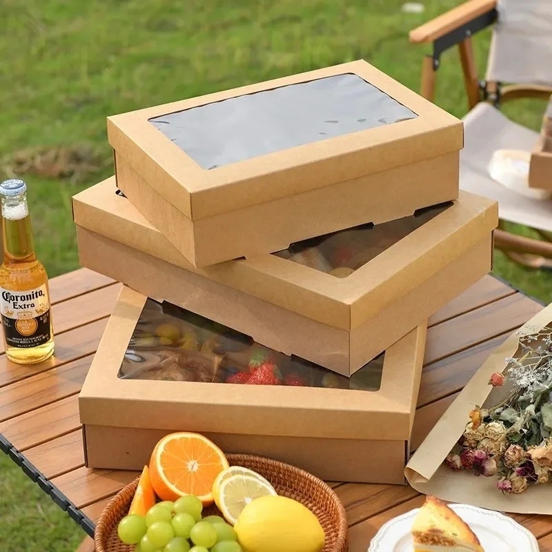 Custom. Picnic Box Disposable Outdoor Barbecue Cowhide Box Spring Outing Camping Food Grade Internet Celebrity Large Capacity to