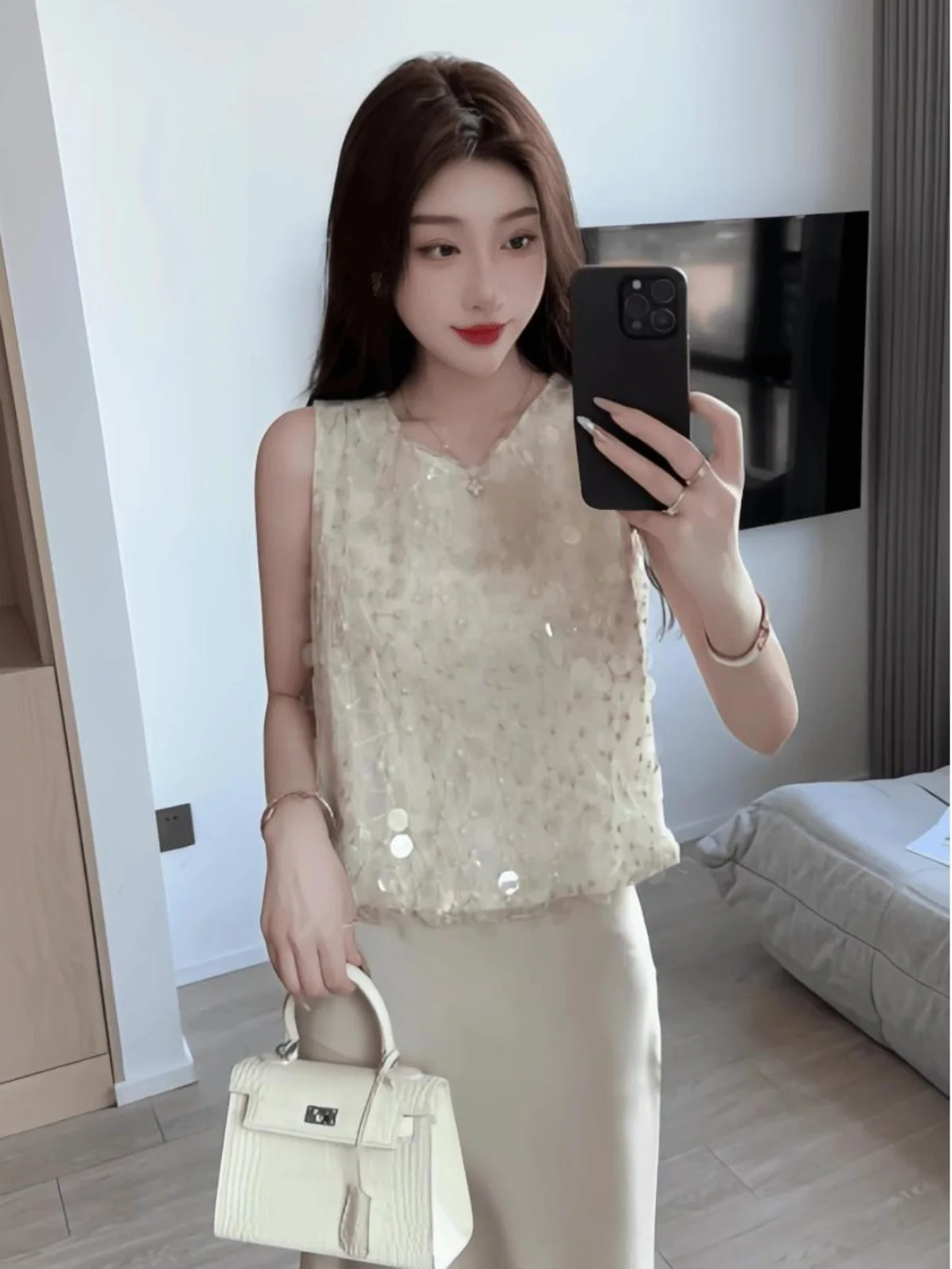 

Summer Outfit High Waist Fi Tail Skirt And iny Vest Top Two Piece Set Women's Faion Ensemble Polyester Fiber