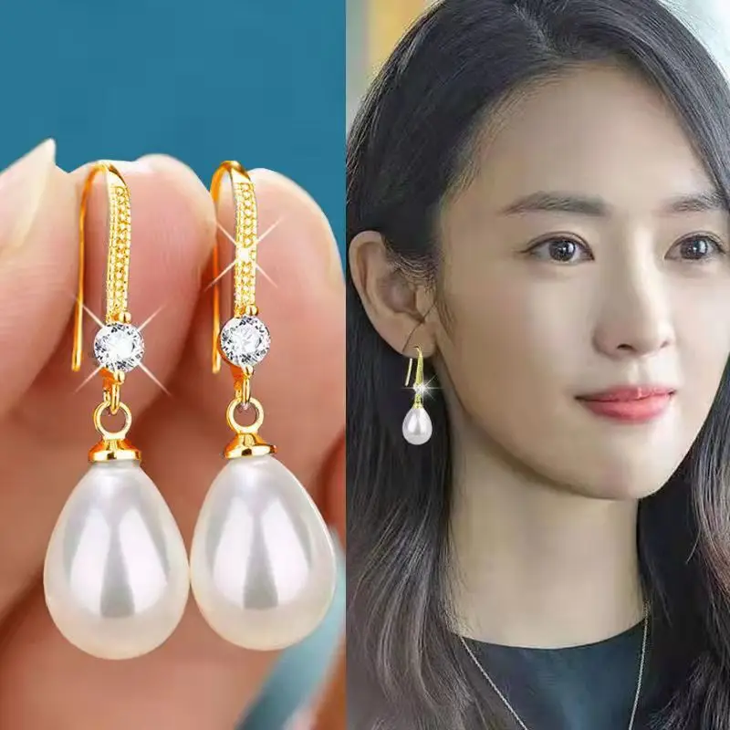Luxus Silber Farbe Perle Tropfen Ohrringe für Frauen Anmutige Accessoires Ohrringe Geburtstag Geschenk Hochzeit Schmuck