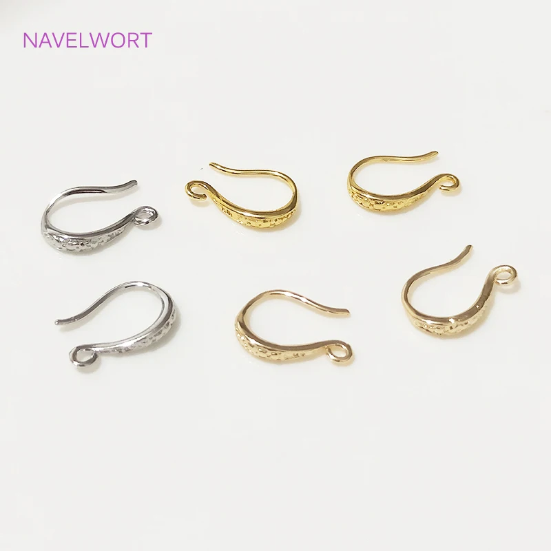 14K Gold Plated Flattened Ear Wire with Loop,Brass Earring Hook Fitting,Accessories For Earrings,DIY Jewelry Making Accessory