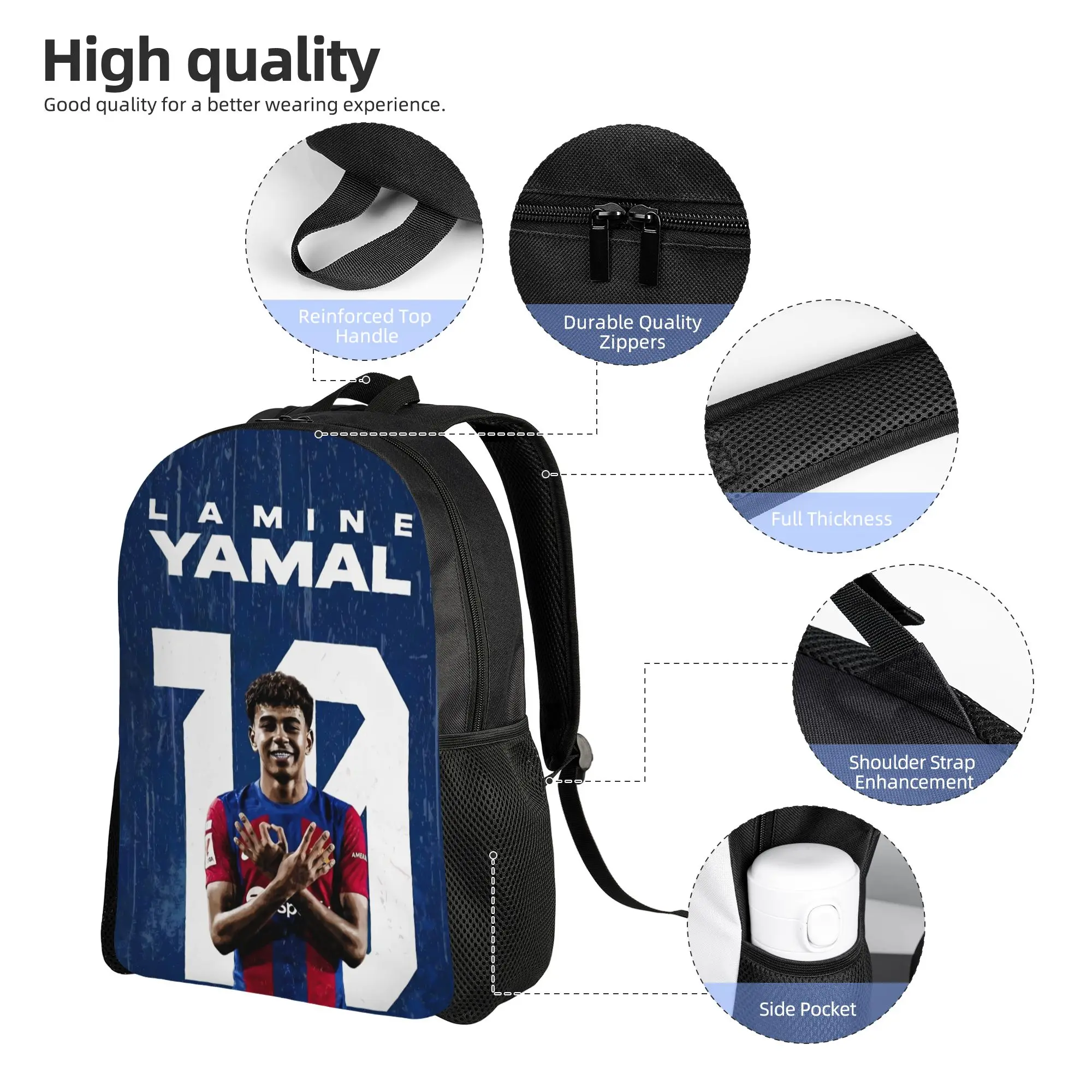 Football L-Lamine Yamal Spain Backpack for Men Women Casual High School Business Daypack  Laptop Shoulder Bag Gift