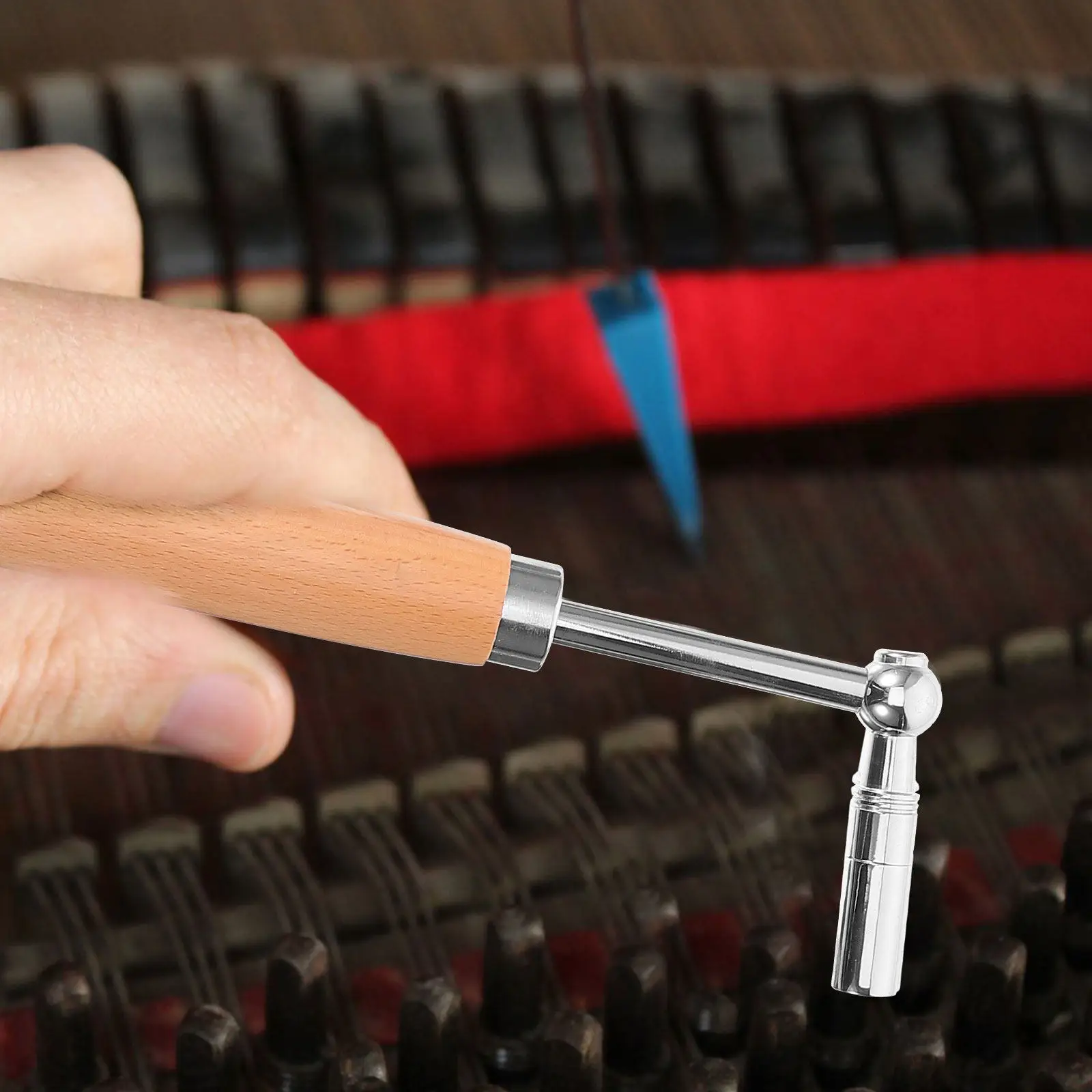 Piano Wrench Tool Wooden Handle Steel Shaft Lightweight Piano Tone Tuning Accessory Reliable Professional Instrument Tuner
