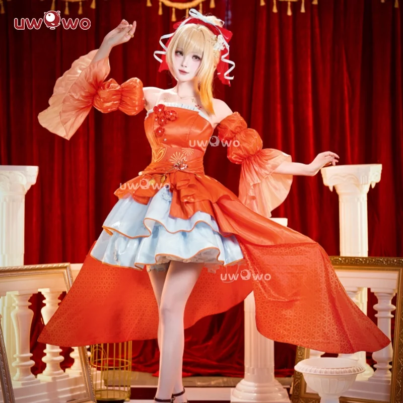 VORVERKAUF UWOWO Yoimiya Cosplay Kostüm aus dem Spiel Genshin Impact, Yoimiya Resplendent Feast Gown Cosplay-Kostüm, Halloween-Kostüm