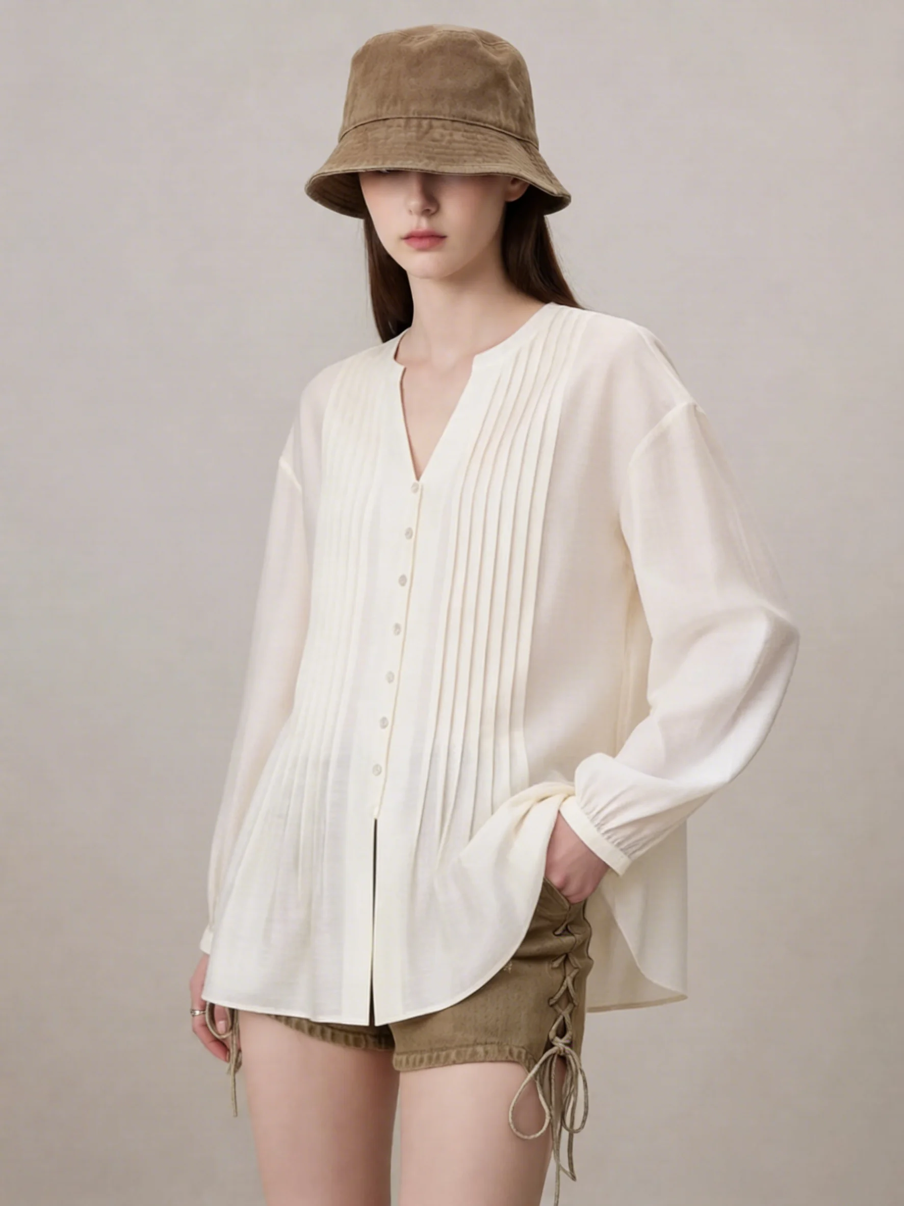 

Элегантная женская льняная рубашка с V-образным вырезом и завязками на талии, повседневный стиль, с завязками, с завышенной талией, весна-лето, белый цвет