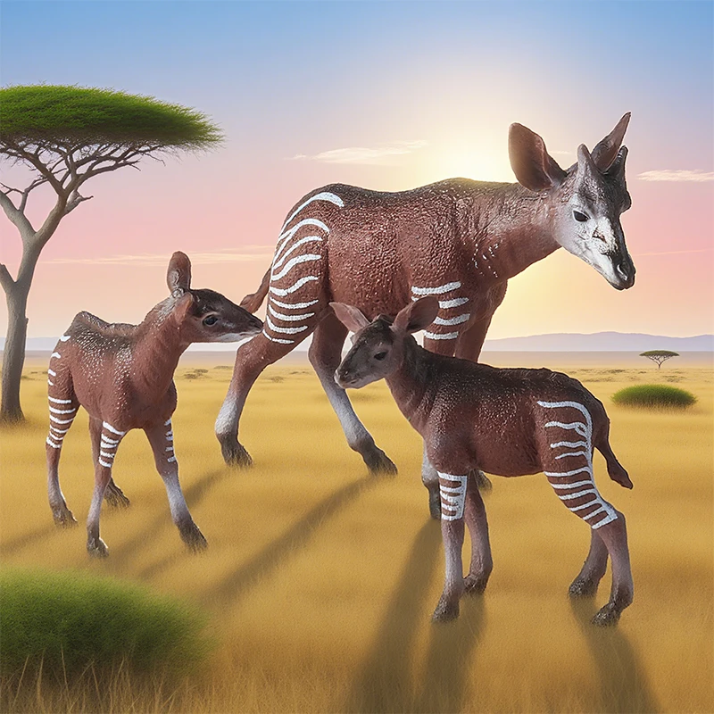 Oenux Animali Selvatici Africani Set Tigre Leone Ghepardo Okapia Johnstoni Koala Alpaca Action Figure Figurine Modello Educazione Giocattoli Per Bambini