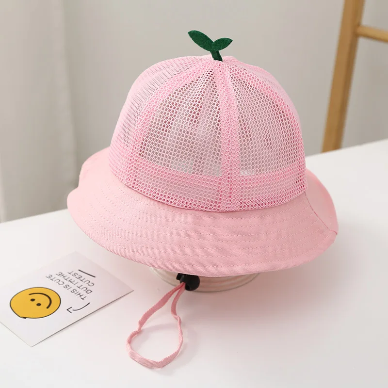 Children\'s Spring Summer Thin Boys And Girls Sunscreen Kindergarten Baby Sun Hat Travel Rope Fisherman Hat Cotton Beach Sun Hat