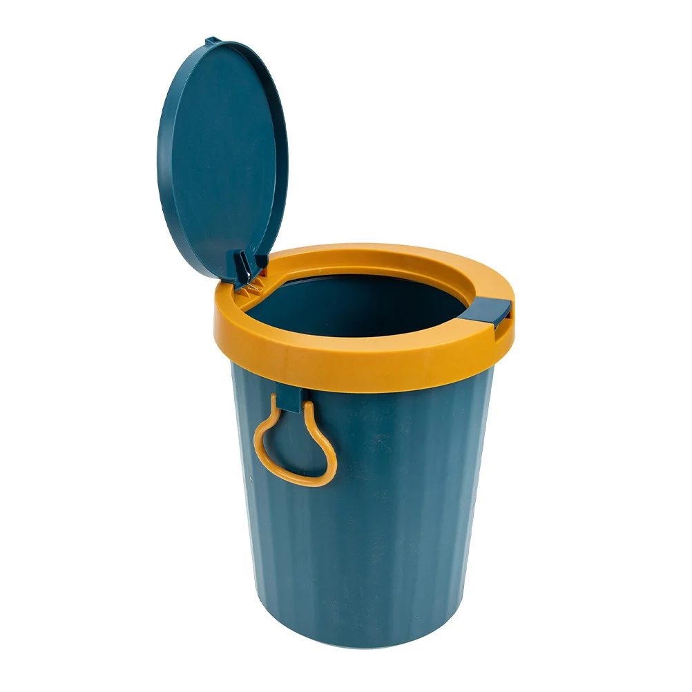 

Plastic Trash Can with Lid Compact Garbage Bin Sturdy Household Waste Basket for Kitchen Bathroom Bedroom Office